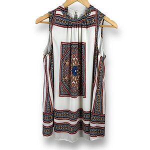 DR2‎ Boho Sleeveless High-Neck Blouse Size M